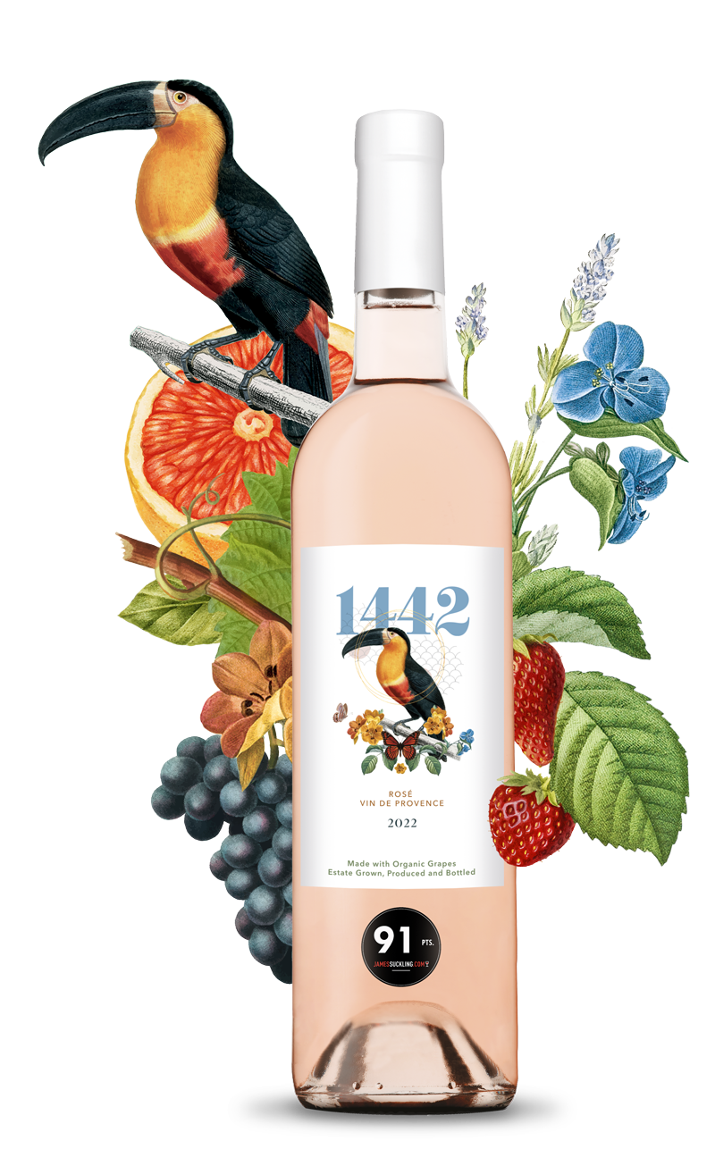 Rose 1442 A Rosé Wine from Provence, France made with Organic Grapes